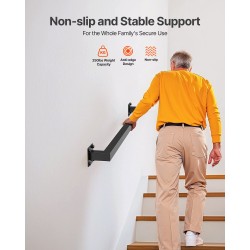 Seinäkiinnitteinen portaankaide hiiliterästä 910 mm kaksiosainen musta sisäkäyttöön