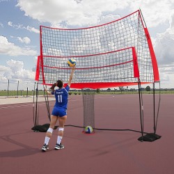 Lentopalloharjoitusverkko teräs ja lasikuiturunko säädettävä noin 6,5–8 jalkaa mukana neljä hiekkapussia
