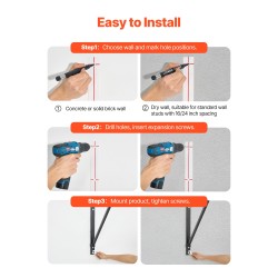 Seinäkiinnitteinen hiiliteräksinen leuanvetotanko 200 kg kantavuus 50 tuuman leveys