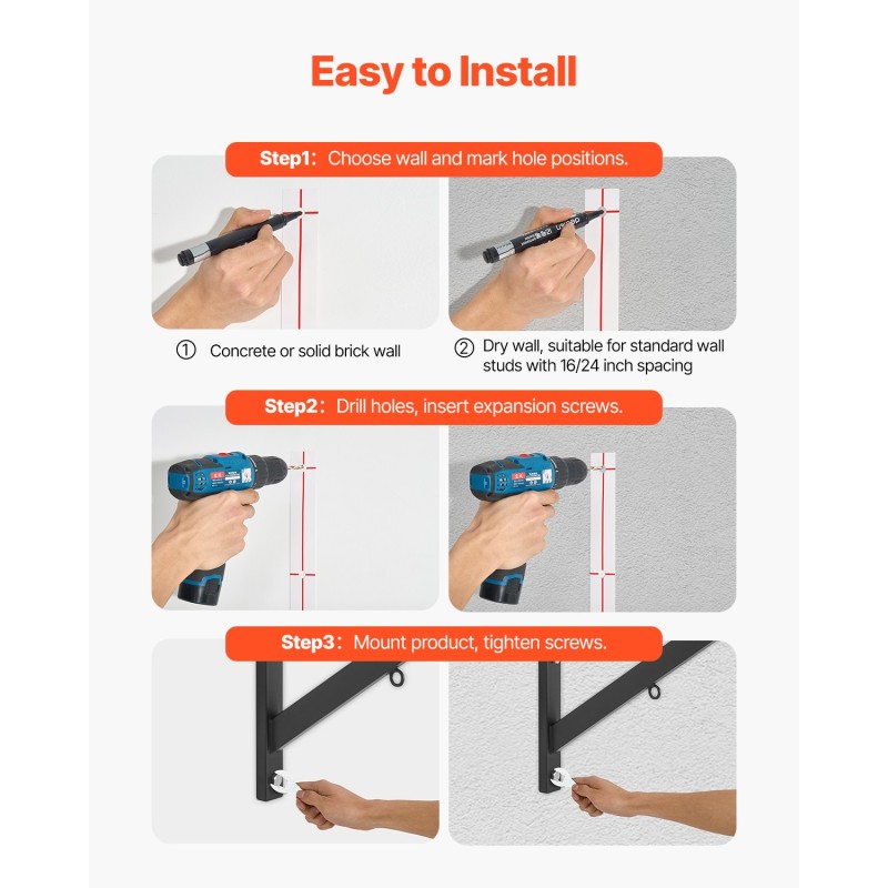 Seinään asennettava hiiliteräksinen leuanvetotanko 200 kg 1260 mm