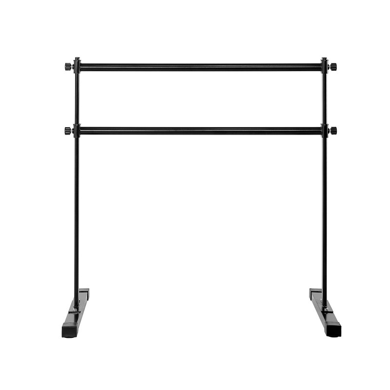 Kaksitasoinen vapaasti seisova balettitanko musta 10-portainen korkeussäätö 290–1205 mm