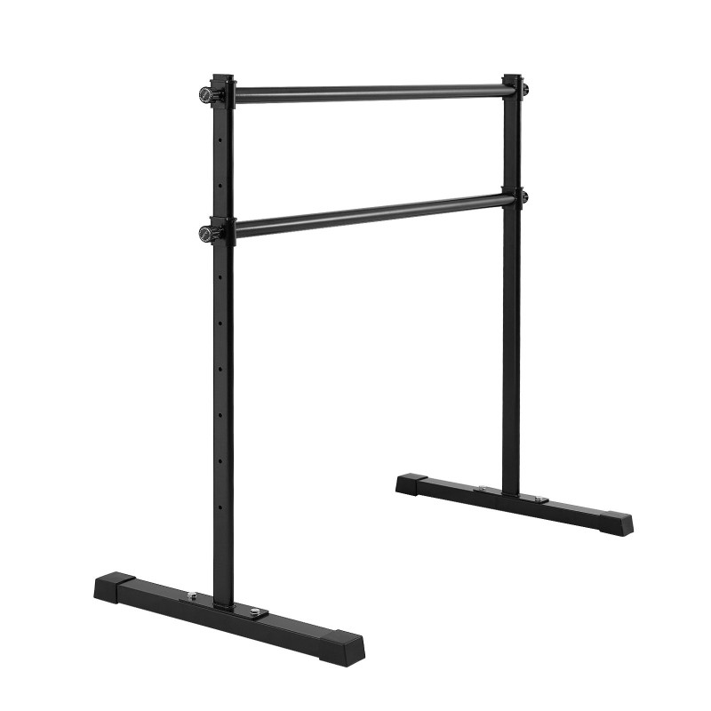 Kaksitasoinen vapaasti seisova balettitanko musta 10-portainen korkeussäätö 290–1205 mm