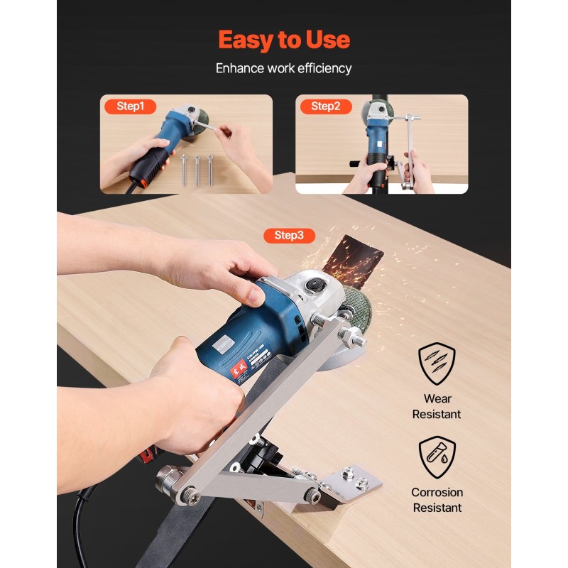 Ruohonleikkurin terän teroitin alumiiniseos 15–45 asteen kulma 4 adapteritappia 25 mm kahva