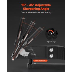 Ruohonleikkurin terän teroitin alumiiniseosrunko kuulalaakeri säädettävä 15–45 asteen kulma 25 mm kahva