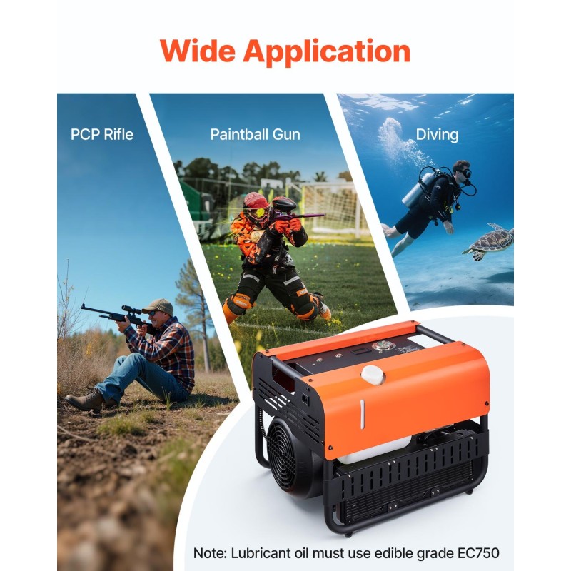 Korkeapainekompressori 2-sylinterinen 2200 W 30 MPa 35 L/min vesi- ja ilmajäähdytys