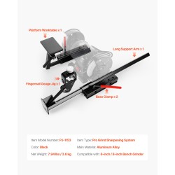 Teroitusjärjestelmä penkkihiomakoneelle alumiiniseos 6- ja 8-tuumaisille kääntyvällä tasopöydällä