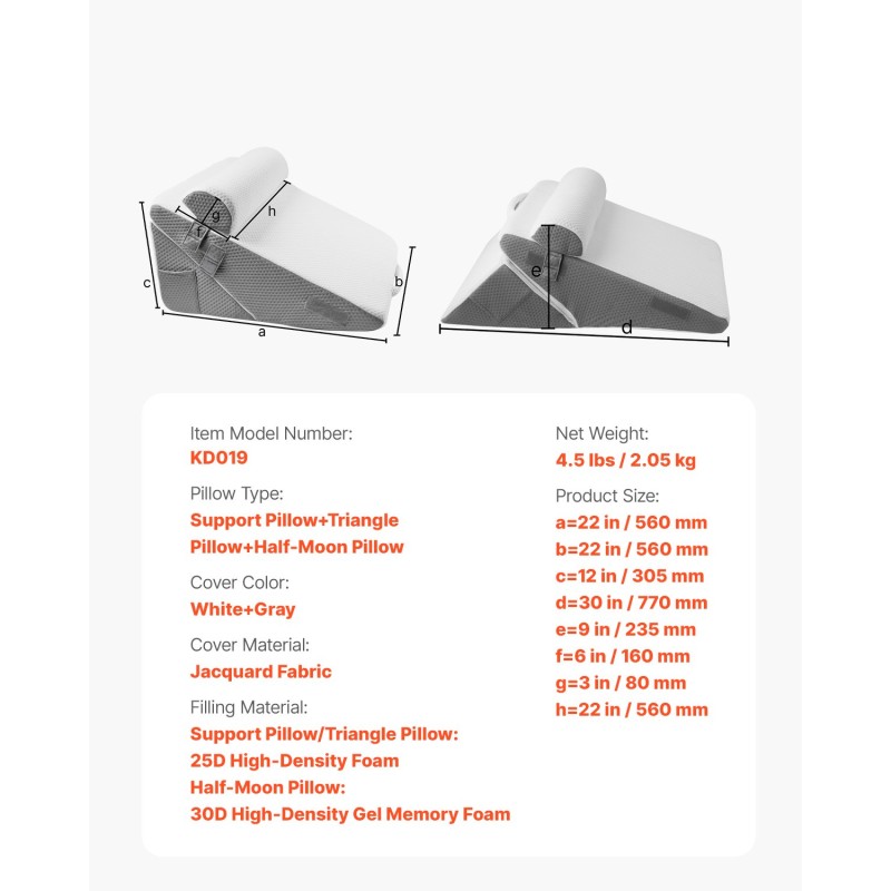 3-osainen kiilatyynysetti hengittävällä jacquard-päällisellä 25D vaahto ja 30D geelimuistivaahto