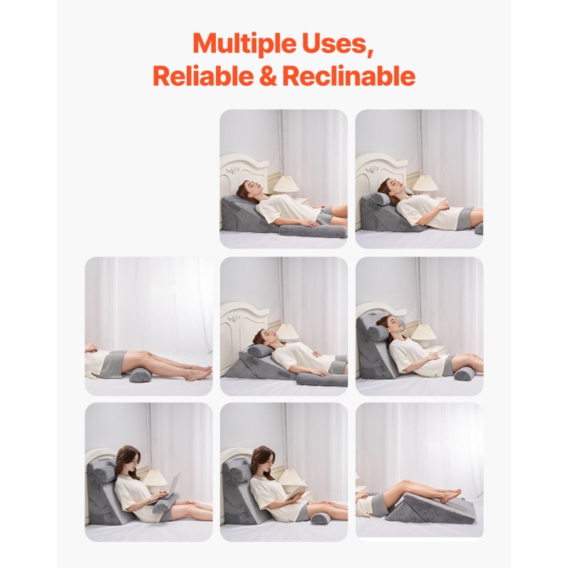 4-osainen ortopedinen kiilatyynysarja 25D ja 30D korkeatiheyksinen vaahto geelimuistevaahto irrotettava samettipäällinen