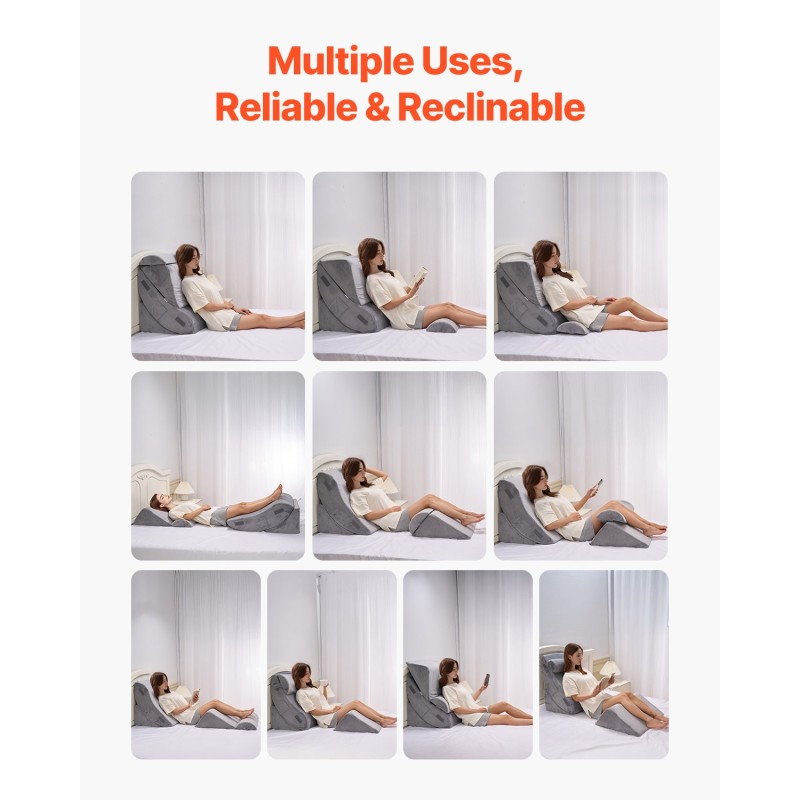 Kiilatyynysarja 4-osainen ortopedinen samettipäällisellä tummanharmaana 20D ja 30D geeli-muistivaahto