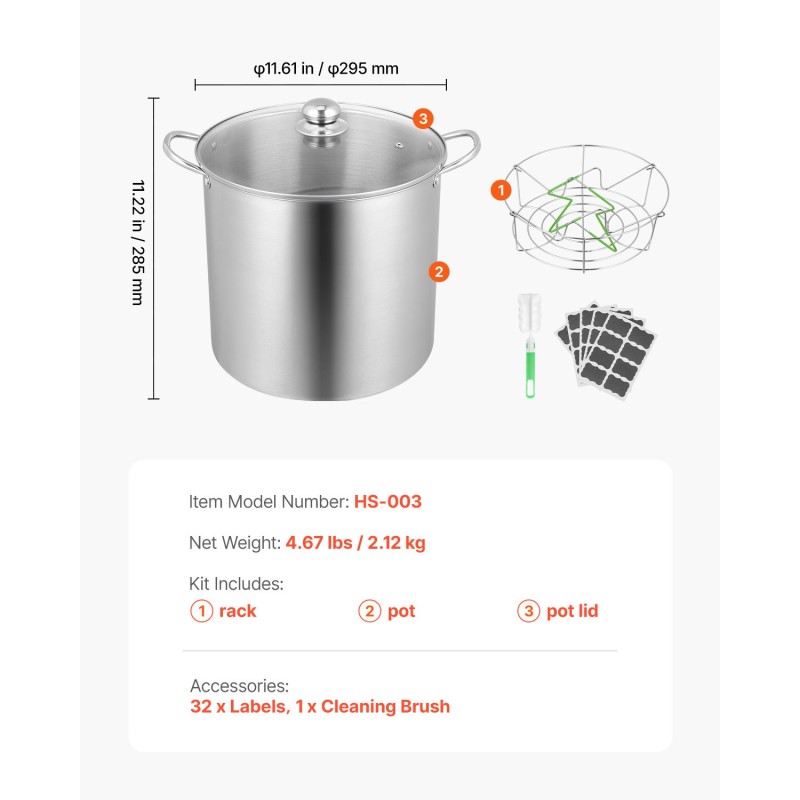 Säilöntäkattila ruostumattomasta teräksestä 20 l ritilällä ja lasikannella