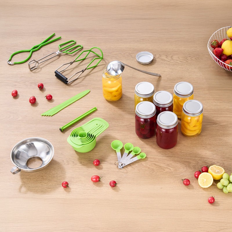 Säilöntäsetti 9 osaa ruostumatonta terästä ja muovia kotitekoiseen säilöntään