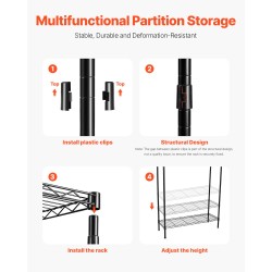 Pesukoneen ja kuivausrummun yläpuolinen hiiliteräshylly 6 tasoa 1610 mm