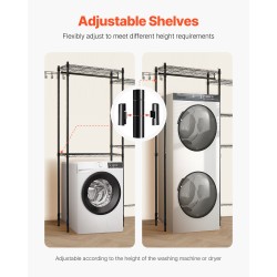 Säilytyshylly pesukoneen ja kuivausrummun yläpuolelle hiiliteräs 5 säädettävää hyllyä