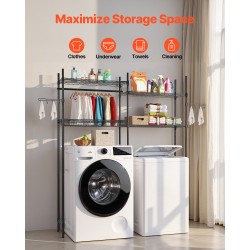 Pesukoneen ja kuivausrummun ylle säilytyshylly hiiliteräs 4 säädettävää tasoa