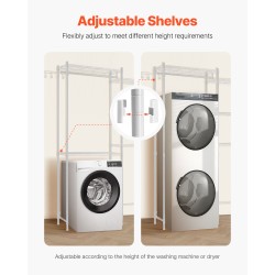 Säilytyshylly pesukoneen ja kuivausrummun päälle hiiliteräs viisi säädettävää hyllytasoa
