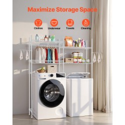 Ylähylly pesukoneen ja kuivausrummun päälle säädettävä hiiliteräksinen nelitasoinen kaatumissuojalla