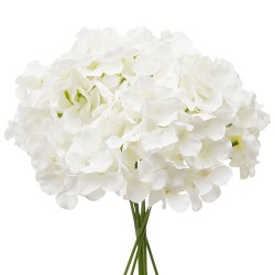 Tekohortensia 205 vartta valkoinen silkki ja muovi 250 mm kukinto 152 mm