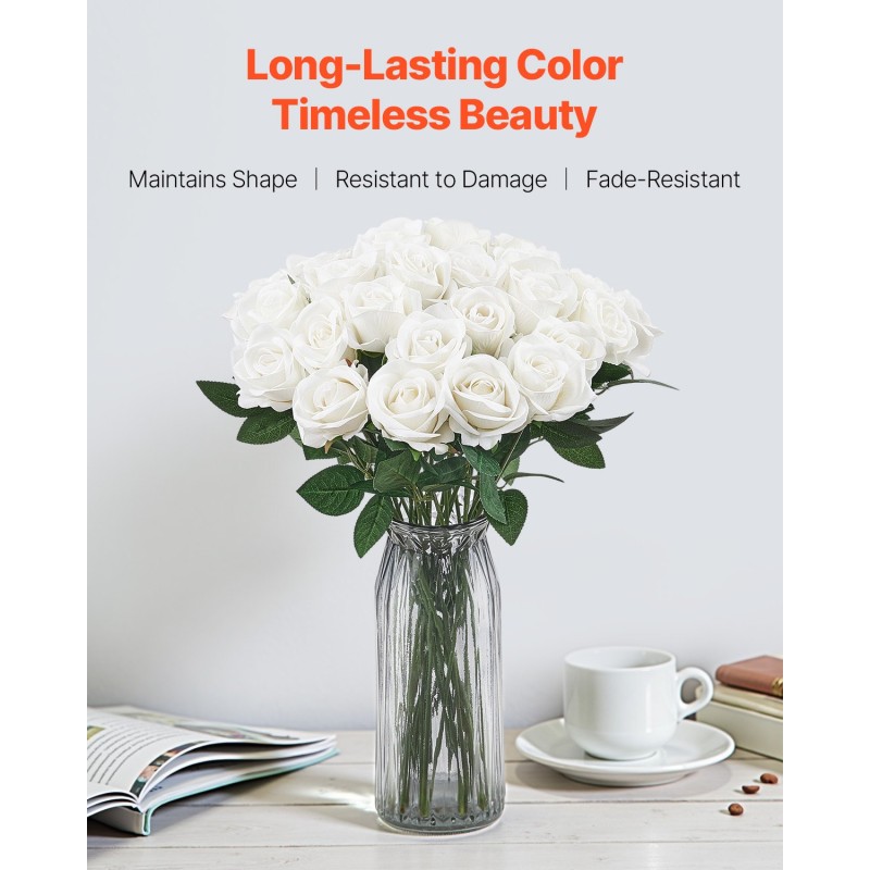 Tekoruusut 60 kpl valkoiset 510 mm varret samettimainen PE materiaali