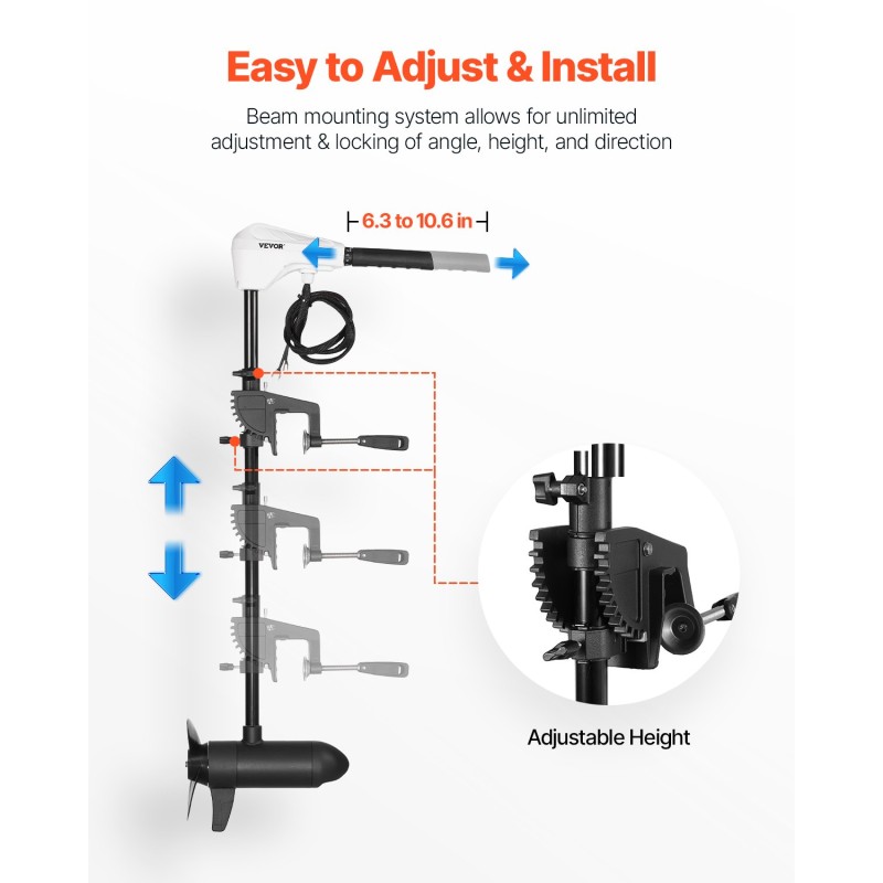 Sähköinen perämoottori peräpeiliasenteinen 55 paunaa 12-volttinen 8-nopeuksinen 30-tuumainen varsi