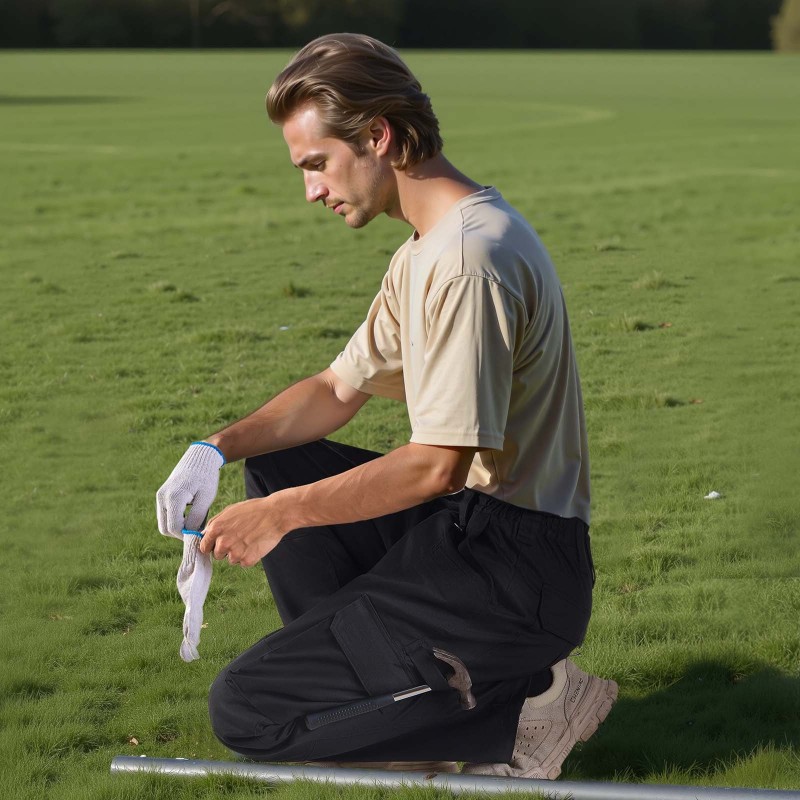 Palosuojatut miesten puuvillaiset työhousut koko L hitsaukseen ja hiontaan