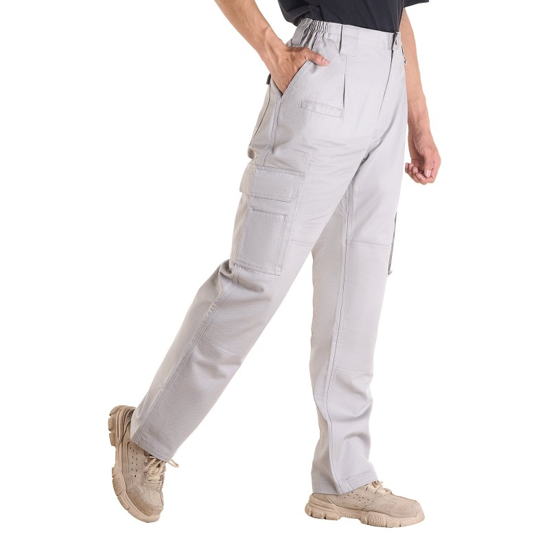 Palosuojatut miesten reisitaskuhousut 100% puuvillaa koko L harmaa hitsaustöihin