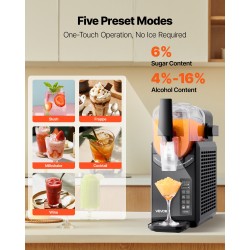 Slushkone 2,6 L säiliöllä kotikäyttöön 5 esiasetettua ohjelmaa itsepuhdistus