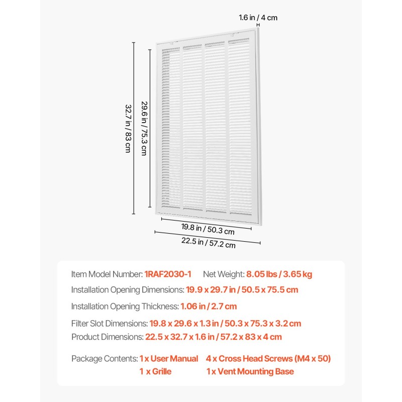 Paluuilmagrilli 50,5x75,5 cm jauhemaalattu teräs avattava etupaneeli sopii 1 tuuman suodattimelle