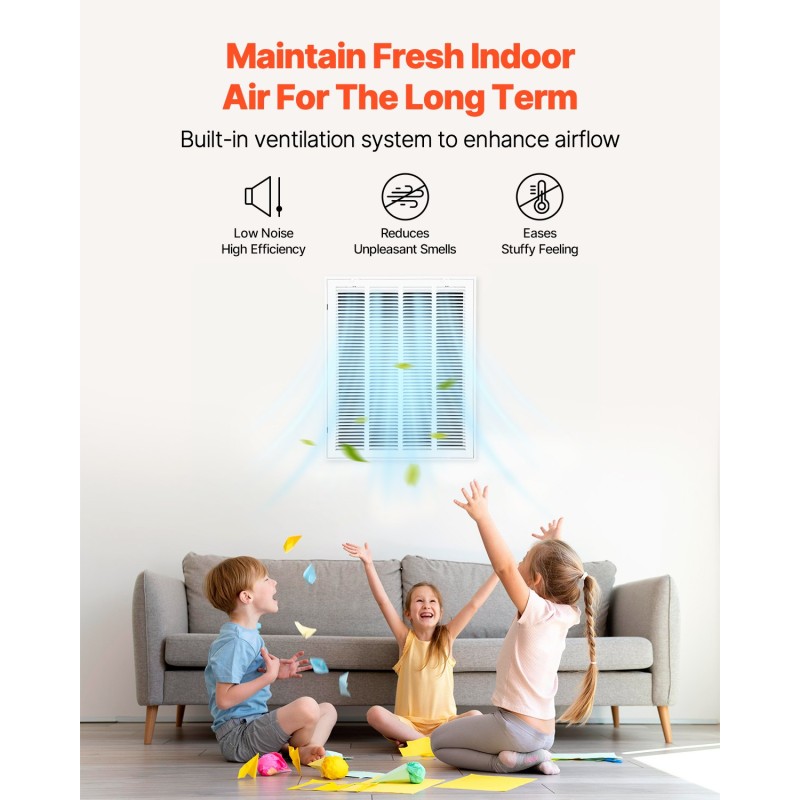 Palautusilmasäleikkö jauhemaalattu teräs 50 x 63 cm irrotettavalla etupaneelilla