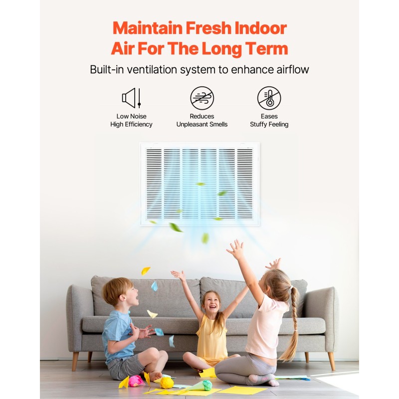 Teräksinen jauhemaalattu paluuilmaritilä avattavalla etupaneelilla sopii 75,5 x 50,5 cm aukkoon