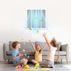 Paluuilmasuodatinritilä jauhemaalattua terästä 50,5×50,5 senttimetriä seinä ja katto