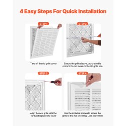 Palautusilman suodatinsäleikkö jauhemaalattu teräs 50,5 x 50,5 cm seinäasennukseen MERV8-suodatin