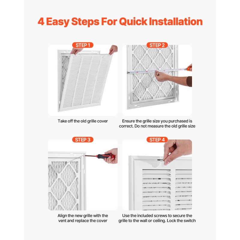 Palautusilman suodatinsäleikkö jauhemaalattu teräs 50,5 x 50,5 cm seinäasennukseen MERV8-suodatin