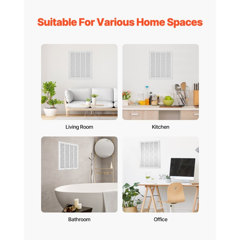 Paluuilmasuodatinritilä seinään asennettava jauhemaalattu teräs 50 x 63 cm MERV8