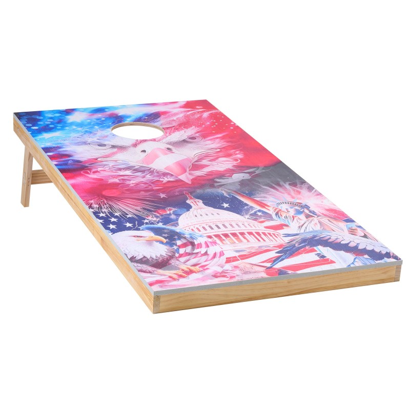 Pussinheittopelisetti kaksi taitettavaa massiivipuista täysikokoista pelilautaa kahdeksan heittopussia kantolaukulla