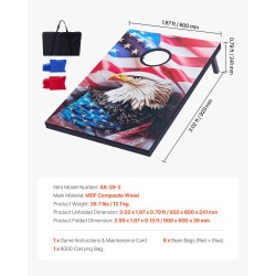 Hernepussipeli-setti MDF-komposiittipuu 920x600 mm taittuva 2 lautaa 8 hernepussia kuljetuslaukku