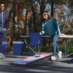 Hernepussipeli-setti MDF-komposiittipuu 920x600 mm taittuva 2 lautaa 8 hernepussia kuljetuslaukku