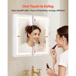 LED-valaistu peilikaappi kylpyhuoneeseen 650x125x650 mm kosketusohjaus huurteenpoisto