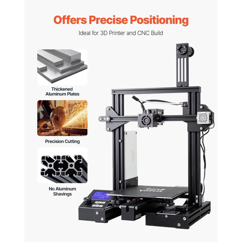 T-uraprofiilit alumiini 6063-T5 40x40 1000 mm 4 kpl musta 3D-tulostimille