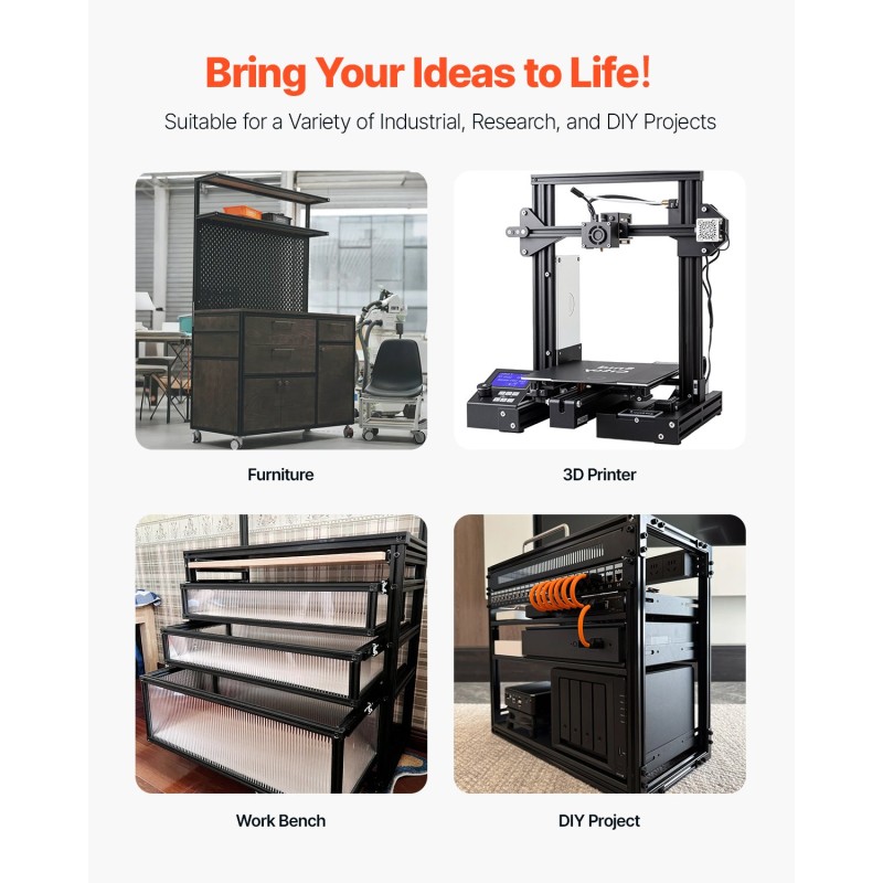 Alumiiniprofiili T-ura 2040 1200x20x40 mm 5 kpl anodisoitu musta