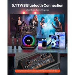 Karaokelaite 20-watin teho 6,5-tuuma kaiutin kaksi langatonta mikrofonia Bluetooth 5.1 ladattava akku