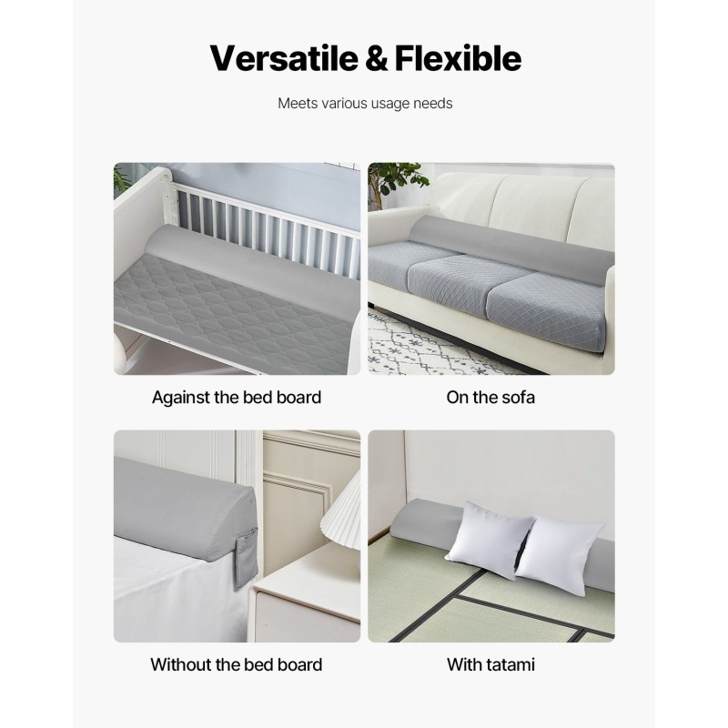 Sängynpäädyn välikappaletyyny korkeatiheyksinen vaahtomuovi 1829×255×152 mm liukuestopohjalla