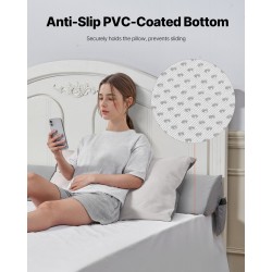 Sängynpäätytyyny 25D-vaahto 1930x200x152 mm harmaa sivutaskulla liukumaton pohja