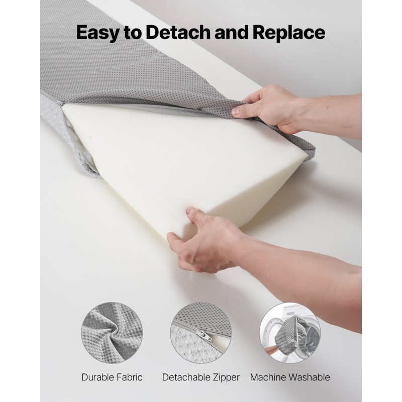 Sängynraon täyttötyyny 25D korkeatiheyksinen vaahto 0–178 mm rakoihin irrotettavalla päällisellä ja sivutaskulla