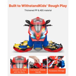 Moottoripyörälelu 6 leikkitilaa ABS ja PP-muovia 2 kilparataa 25 osaa punainen