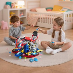 Moottoripyörälelu 6 leikkitilaa ABS ja PP-muovia 2 kilparataa 25 osaa punainen