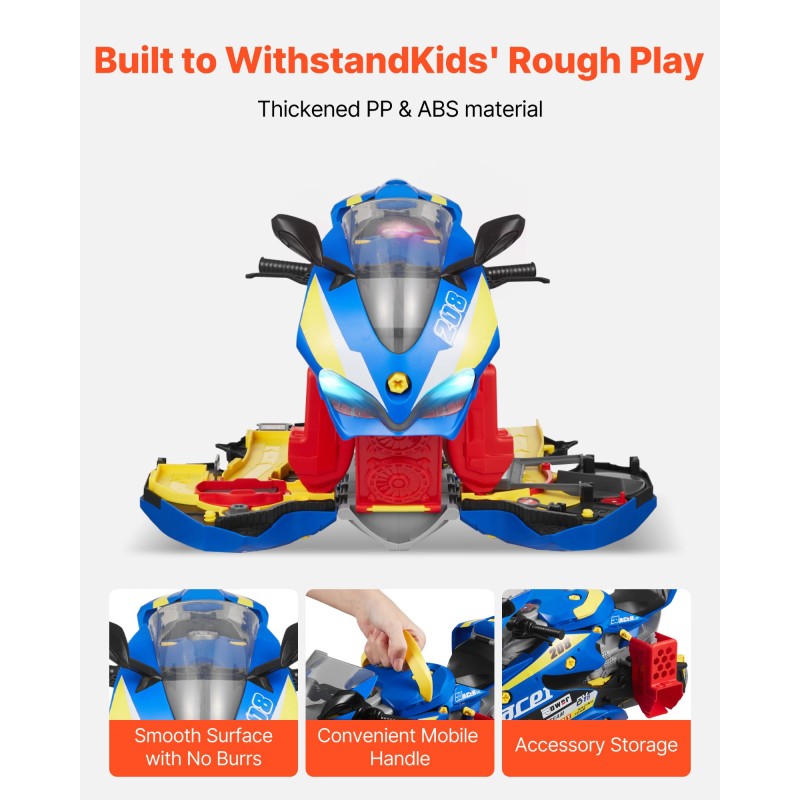 Moottoripyörän lelu PP ja ABS 25 osaa 3+ vuotta sininen 6 leikkitilaa