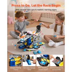 Moottoripyörälelu kuusitoiminen ABS ja PP-muovinen avattava kaksi kilparataa keltainen