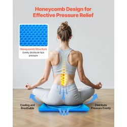 Istuintyyny geelitäytteellä hunajakennorakenteella 43×46×3,5 cm irrotettava polyesteripäällinen musta