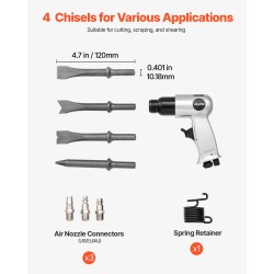 Paineilmakinuskivasara 40 mm iskunpituus 4500 iskua minuutissa mukana 4 meisseliä 120 mm