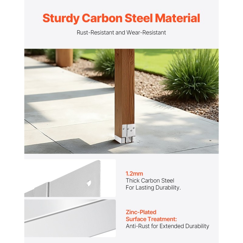 Pylväjalusta 6x6 puupylväälle sinkitty hiiliteräs 10 kpl